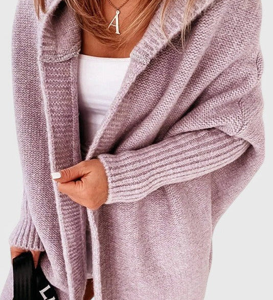 Oversized Pletený Kardigan s Kapucí