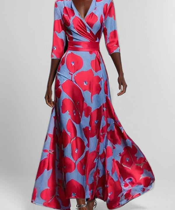 Lea | Conjunto de Vestido Maxi Elegante de Manga Média à Beira-Mar