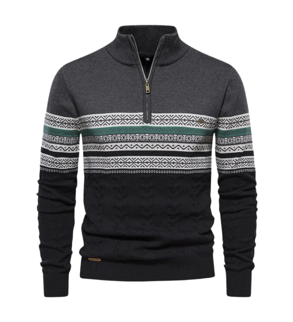 Frederico Bavlněný svetr s zipem a vzorem