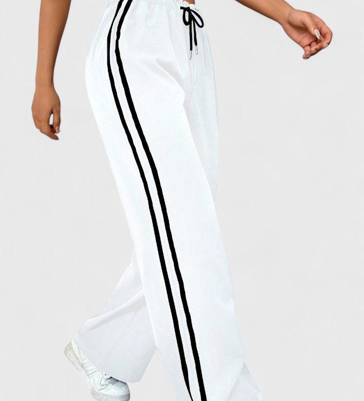 Alanys Sportovní Kalhoty s Širokými Nohavicemi a Bočními Detaily