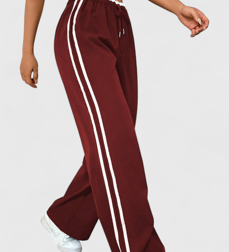 Alanys Sportovní Kalhoty s Širokými Nohavicemi a Bočními Detaily