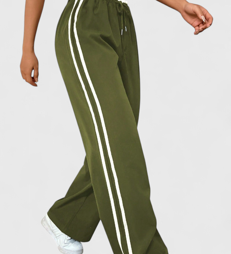 Alanys Sportovní Kalhoty s Širokými Nohavicemi a Bočními Detaily