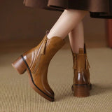 Marie - Kožené kotníkové boty s pohodlným podpatkem