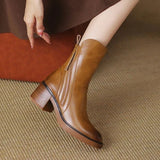 Marie - Kožené kotníkové boty s pohodlným podpatkem