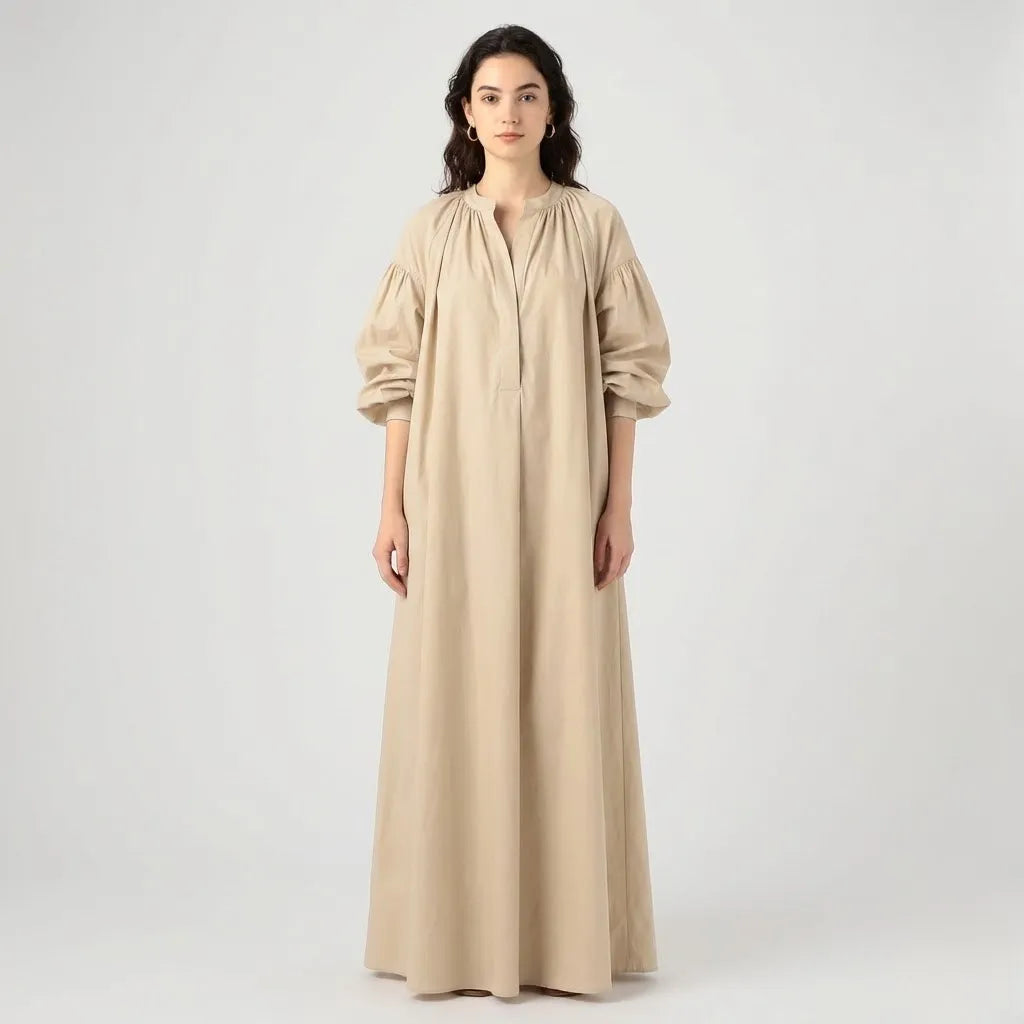 Vestido longo fluido em mistura de viscose | Corte amplo | Elegância natural