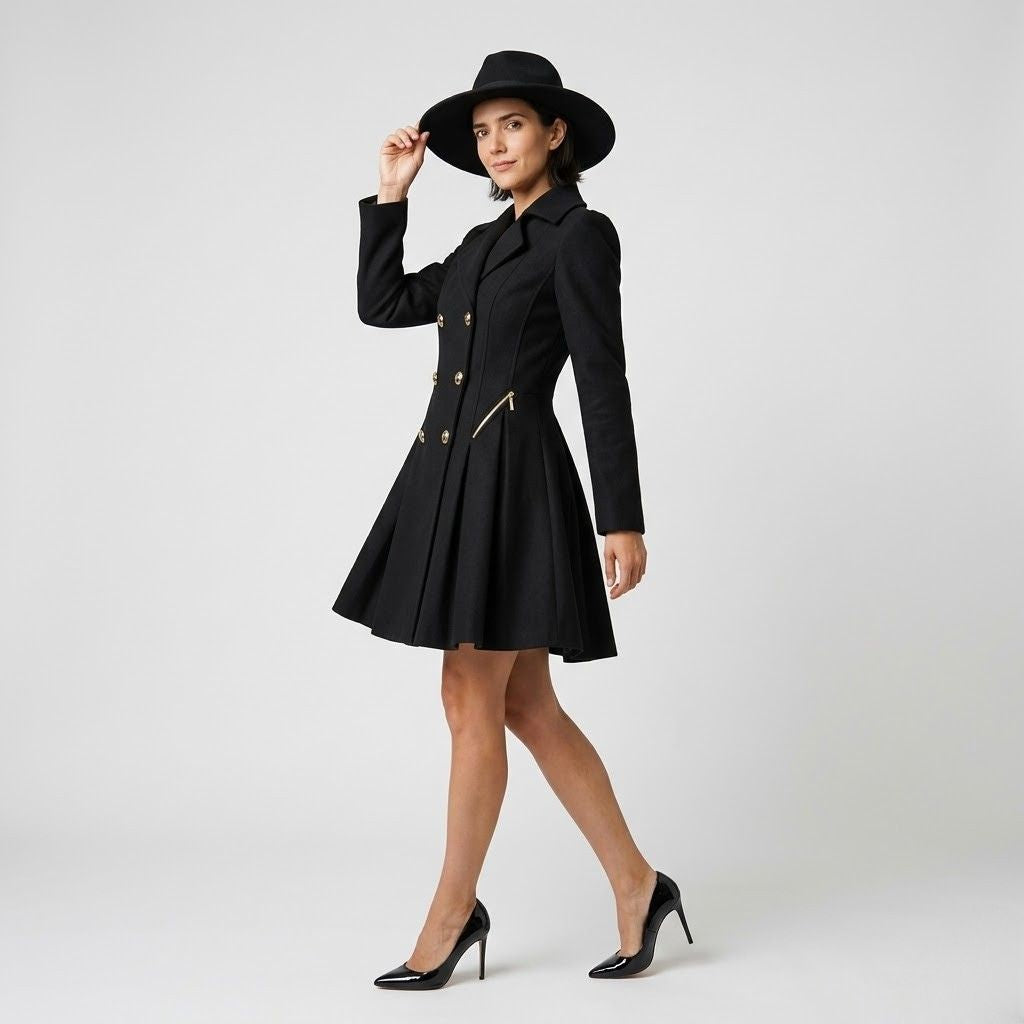 Vestido Blazer Estruturado com Botões Frontais para Elegância Formal