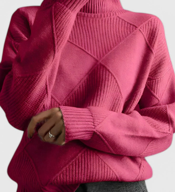 Jasminový svetr s vysokým límcem z kašmíru