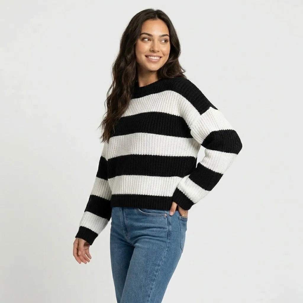 Camisola de malha canelada | Corte solto | Estilo casual moderno