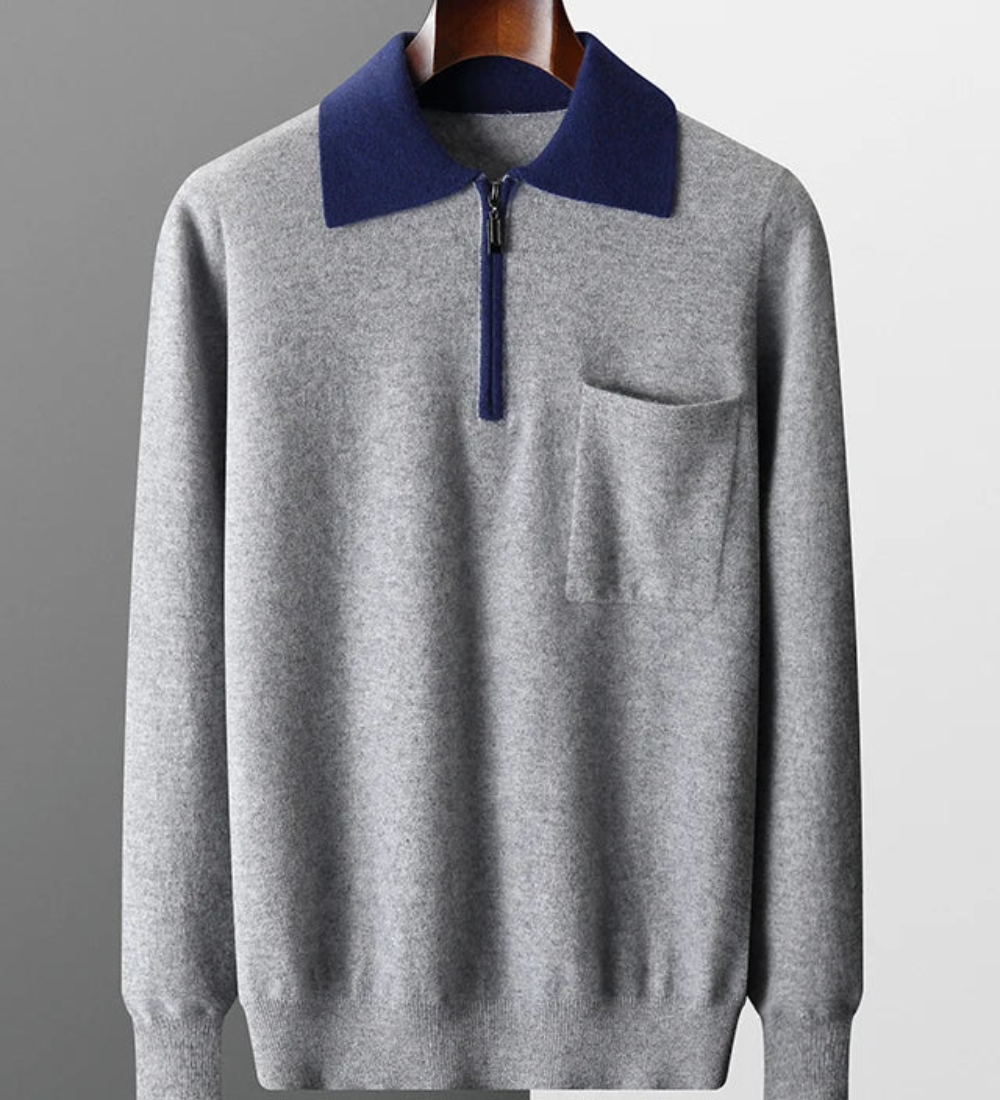 Polo Castelle s rozepínáním na zip z kašmíru