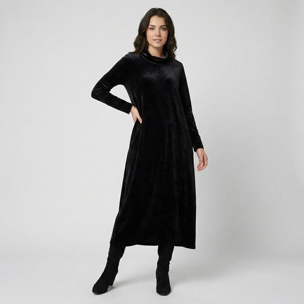 Vestido amplo em veludo suave | Corte solto | Conforto elegante para o dia-a-dia