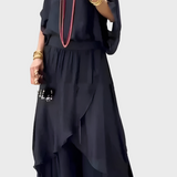 Stella - Top široký a kalhoty se roztržením – Sada dvou kusů ze šifonu