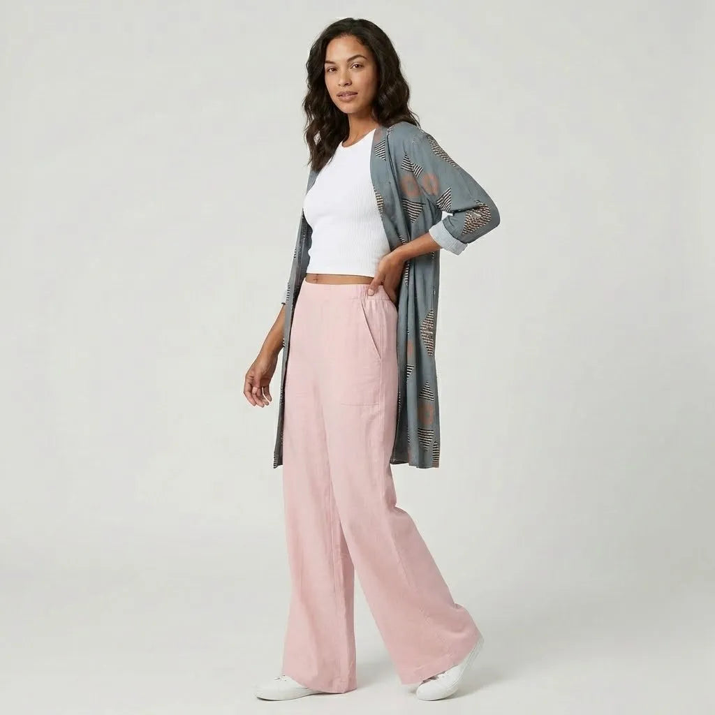 Calças Wide Leg Fluídas com Cintura Confortável para Elegância Natural