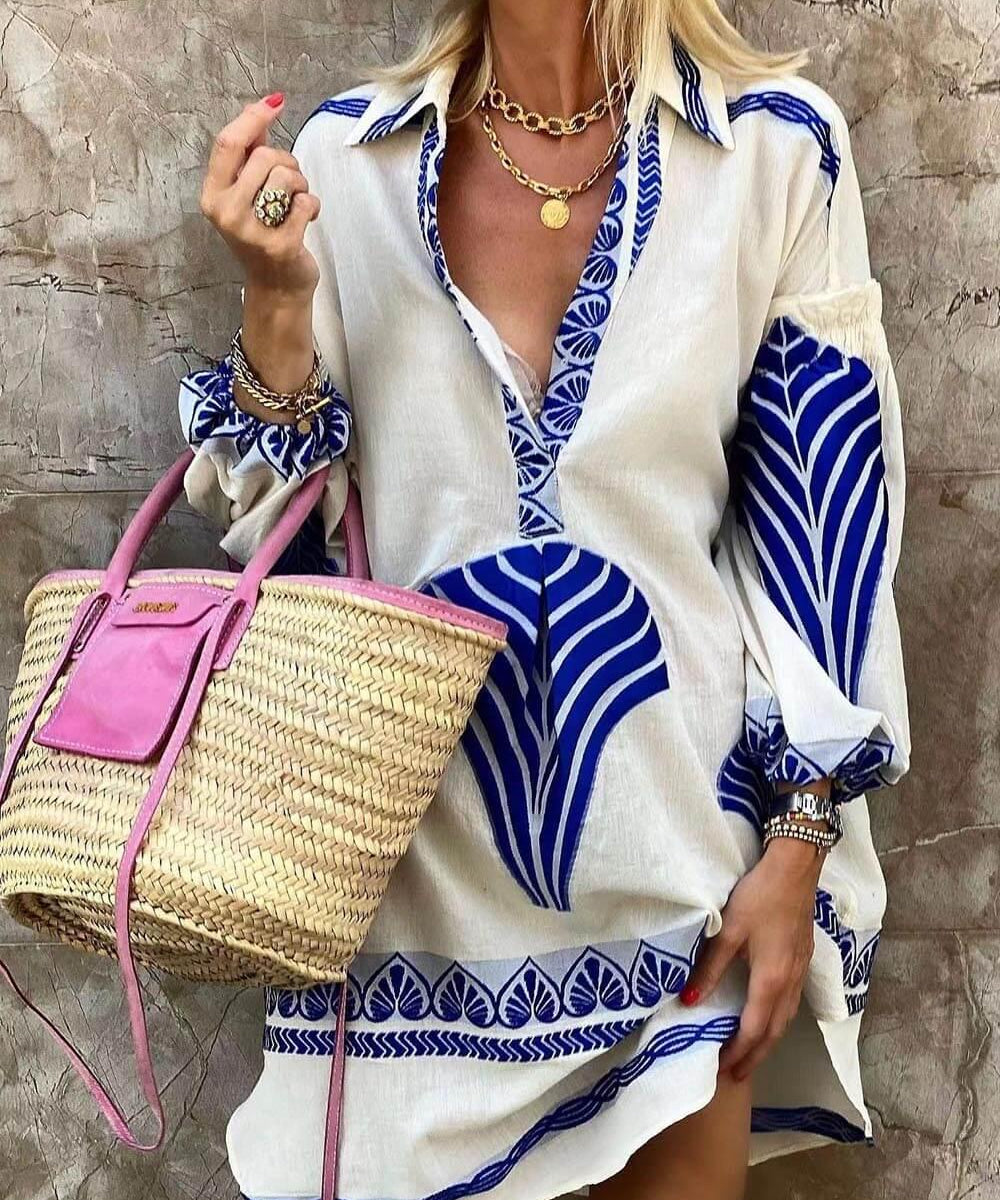 Flore | Vestido Mini de Verão Simples e Único com Estampa Tropical