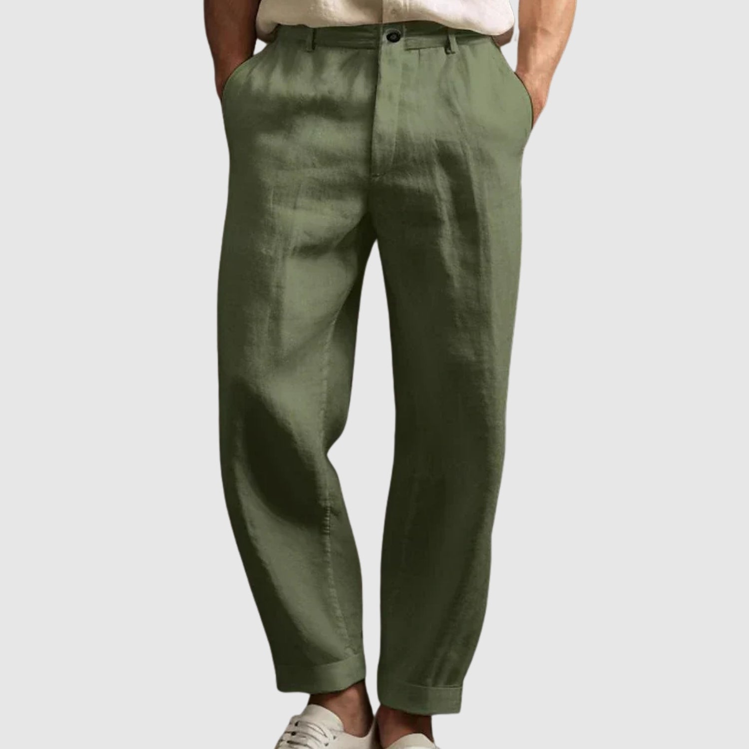 Letní kalhoty  z bavlny a lnu