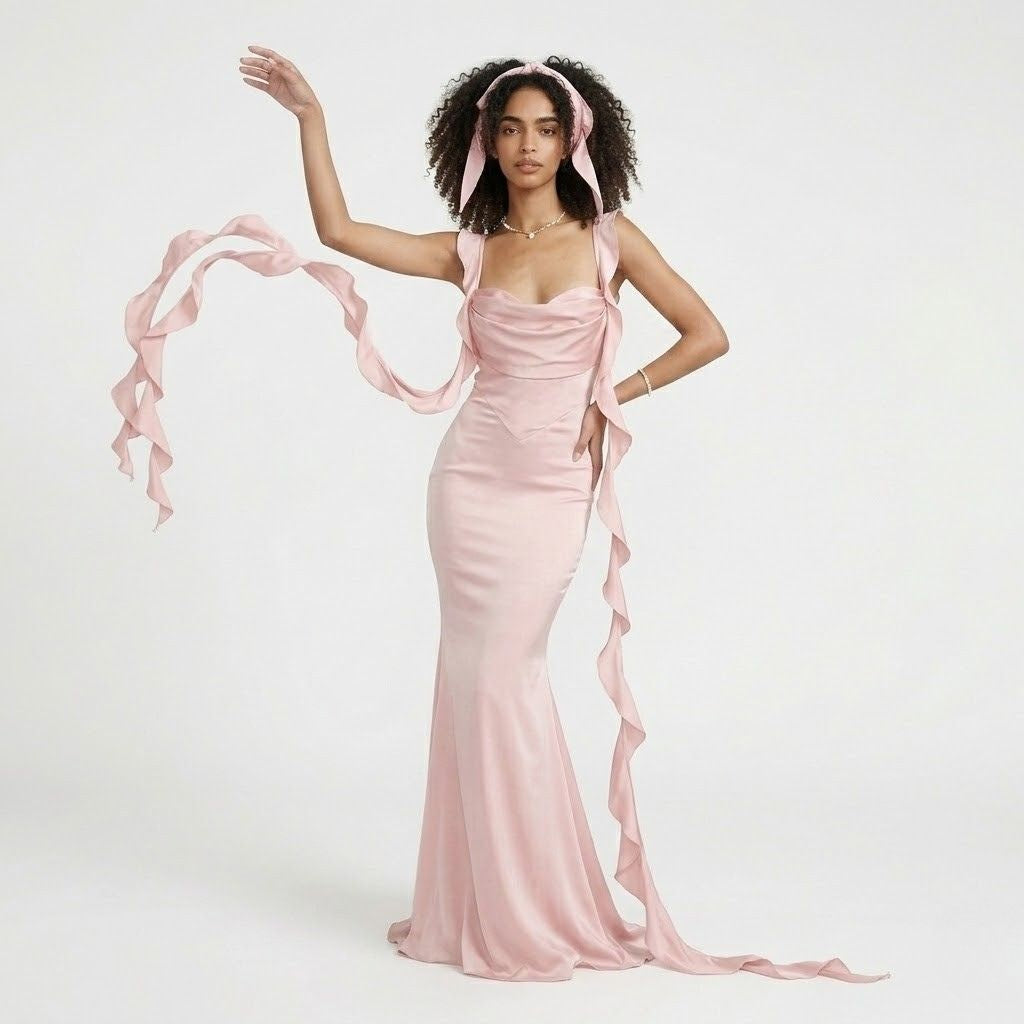 Vestido Comprido de Alças com Drapeado Elegante e Caimento Fluido