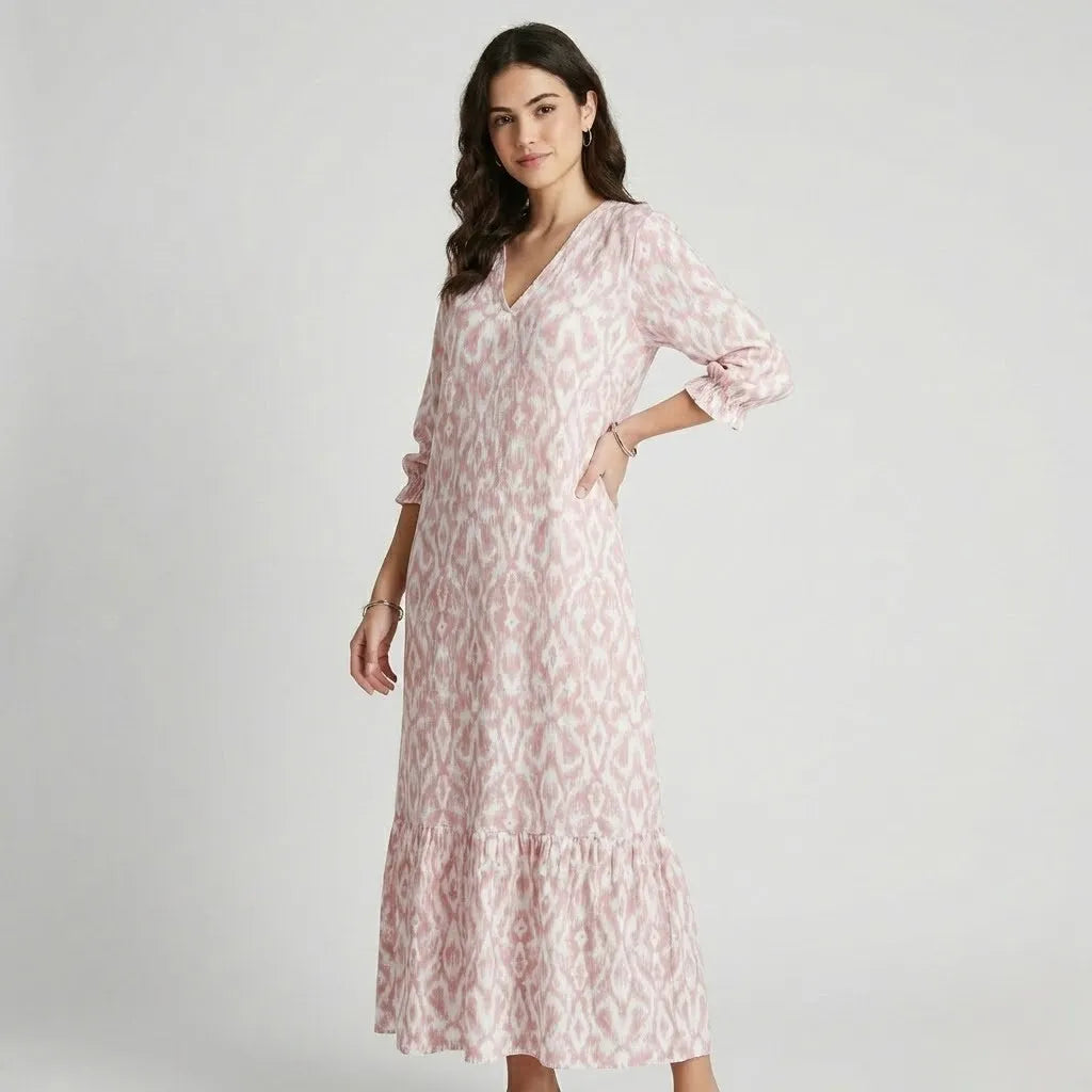 Vestido longo estampado em mistura de viscose | Corte fluido | Elegância descontraída