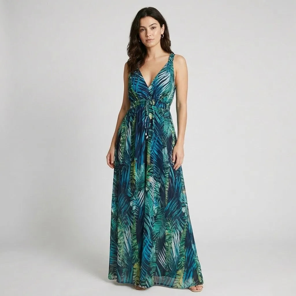 Vestido Maxi Floral | Corte Fluido | Mistura de Viscose