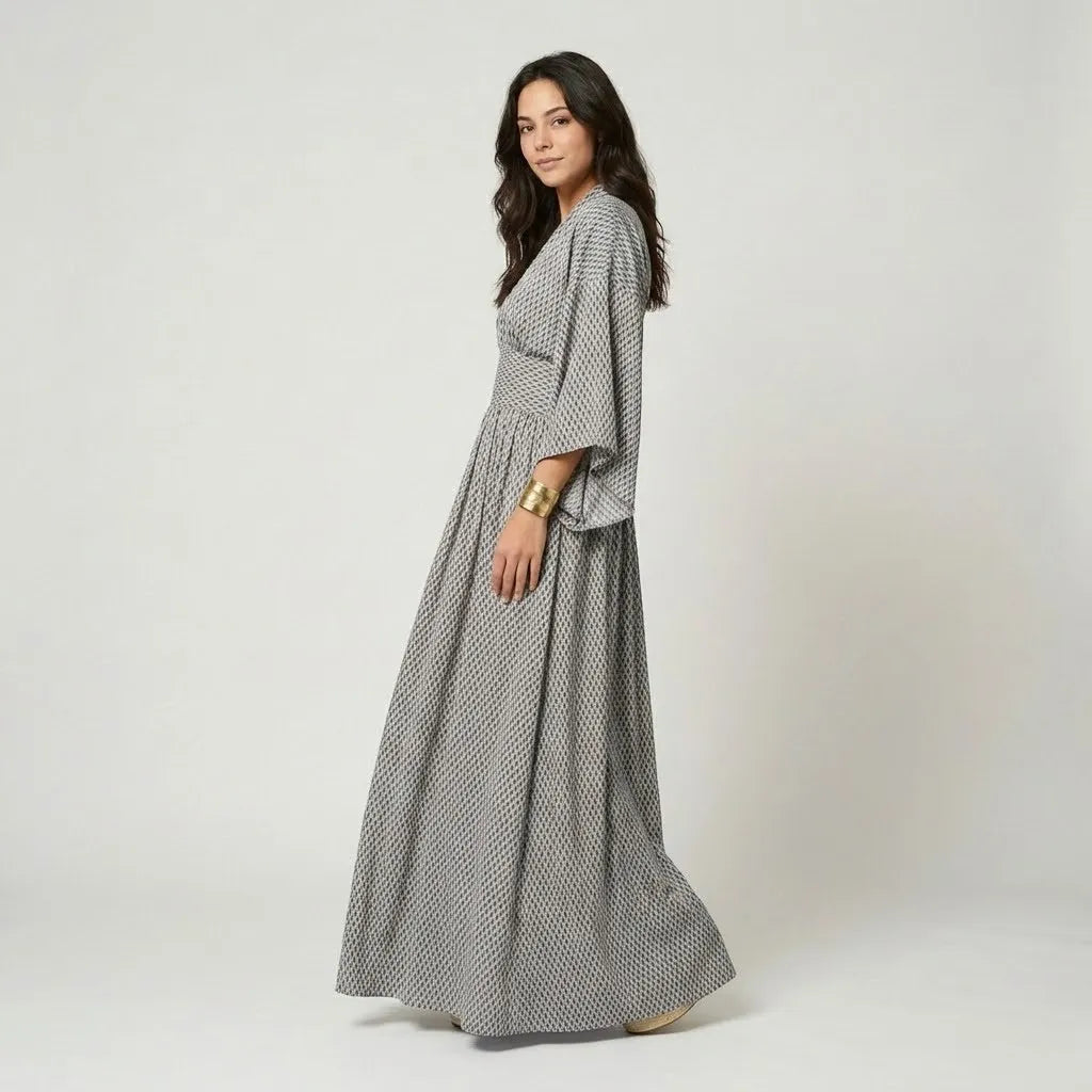Vestido longo fluido em mistura de viscose | Corte amplo | Leveza sofisticada