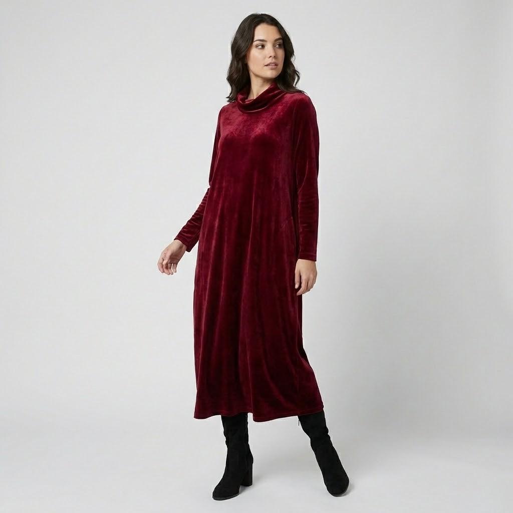 Vestido amplo em veludo suave | Corte solto | Conforto elegante para o dia-a-dia