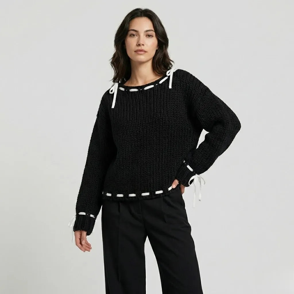 Camisola em malha ampla de toque macio | Corte largo | Estilo descontraído feminino