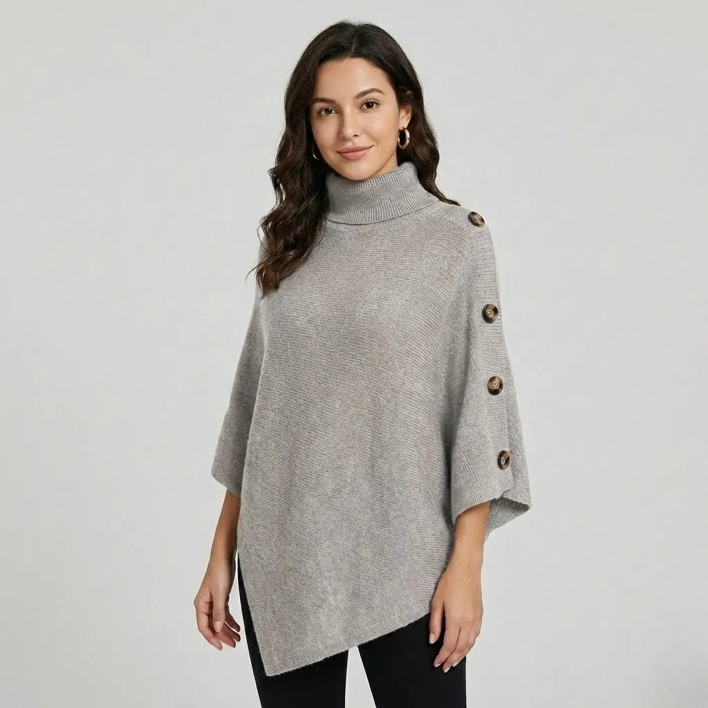 Poncho em malha estruturada com botões | Corte amplo | Estilo casual elegante