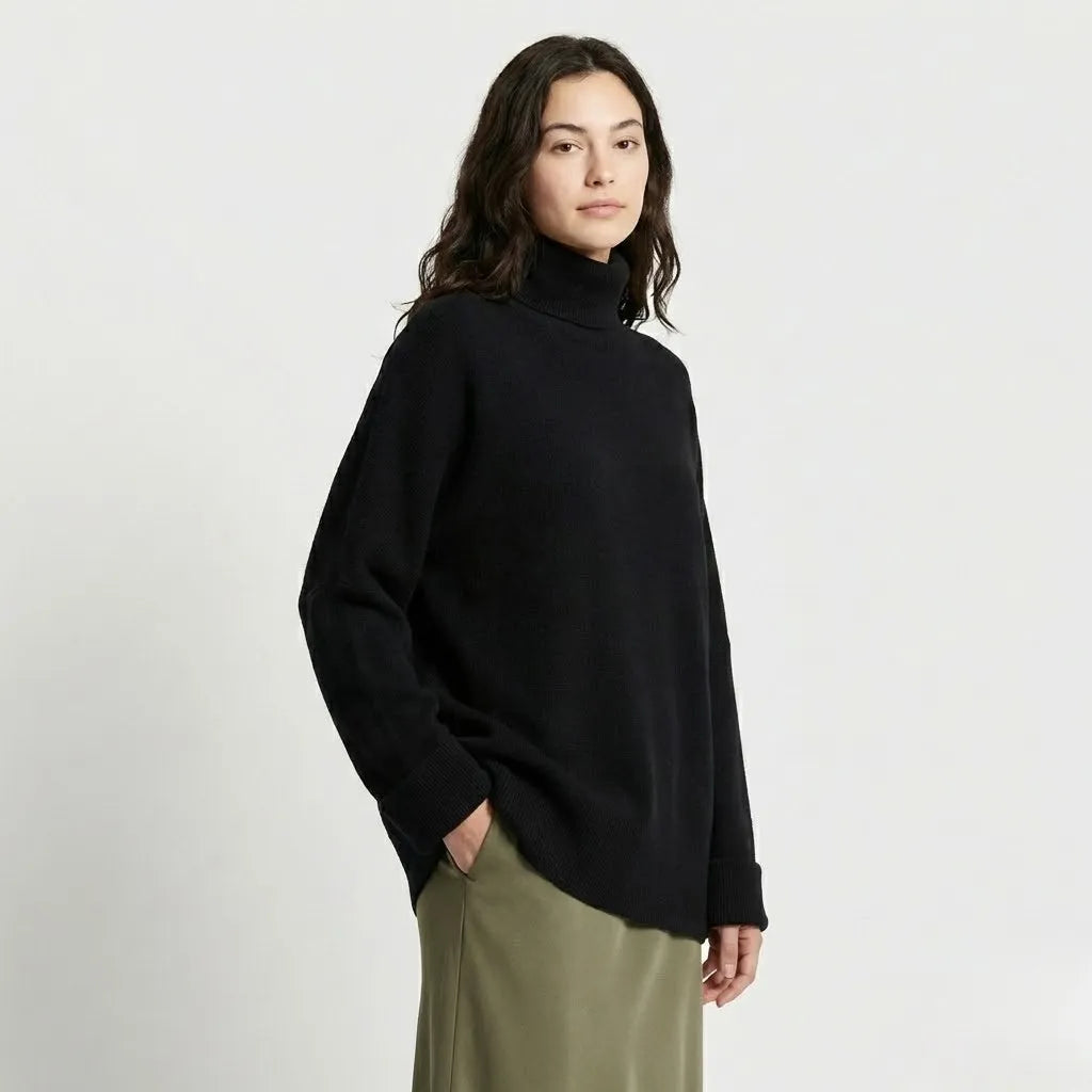 Oversized Turtleneck Poncho Sweater | Relaxed Fit | Soft Knit Blend | Winter Chic