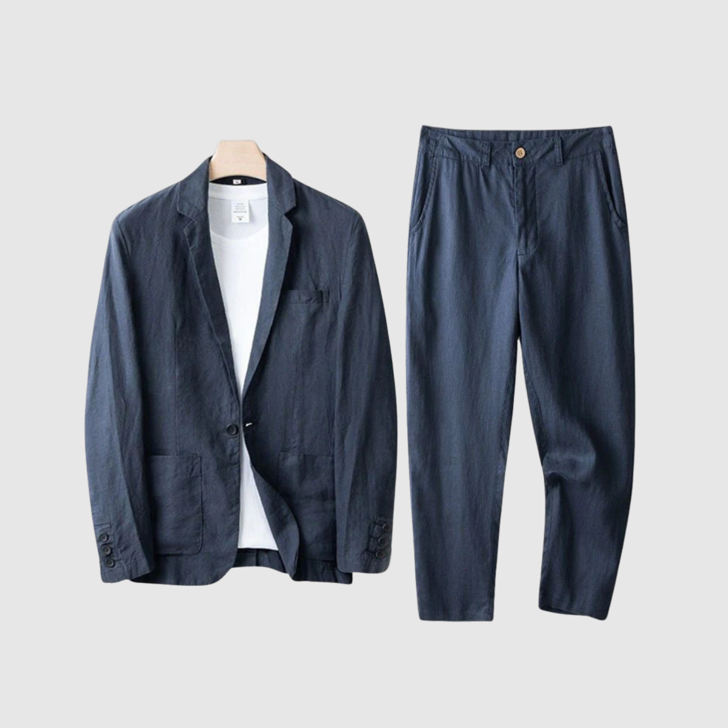 Lněný komplet s přirozenou elegancí