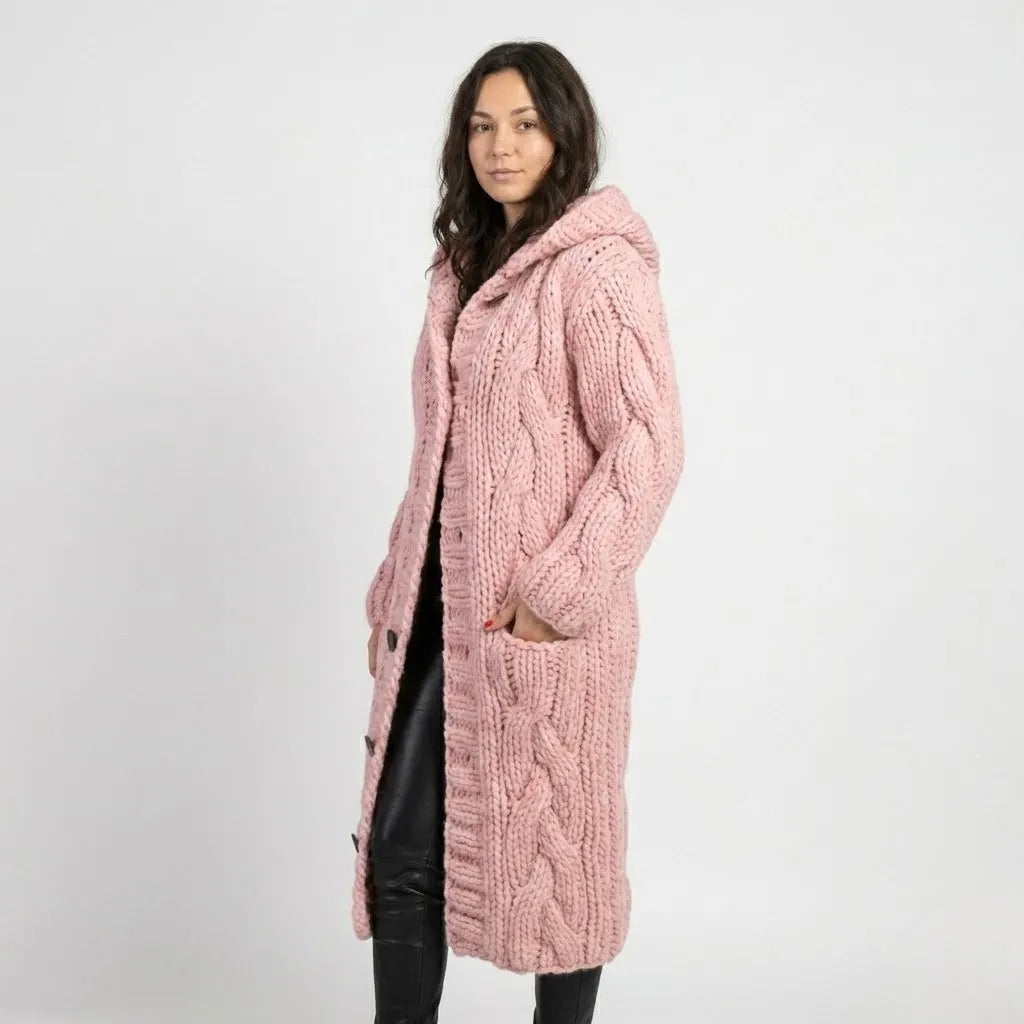 Textura envolvente de inverno | Casaco de malha comprido | Estilo intemporal