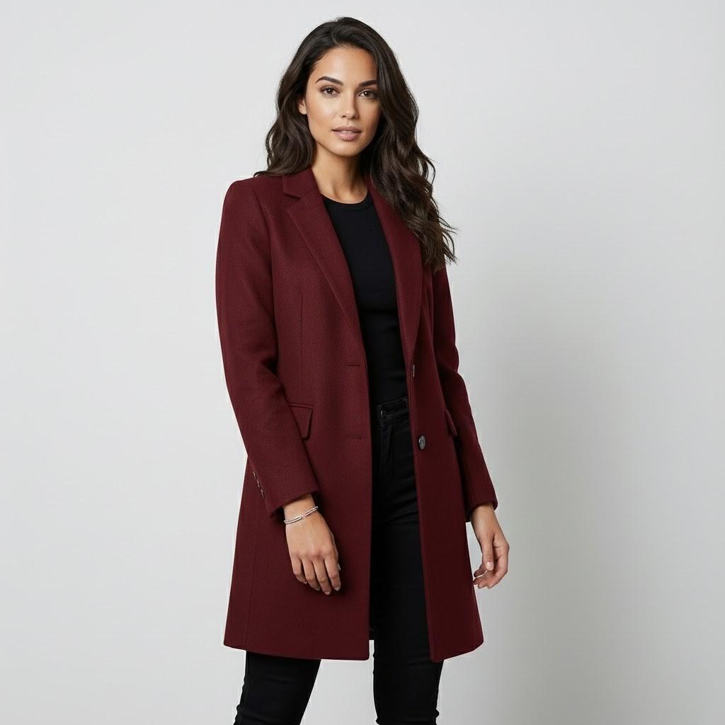 Casaco trench estruturado em mistura elegante | Corte reto | Estilo urbano intemporal