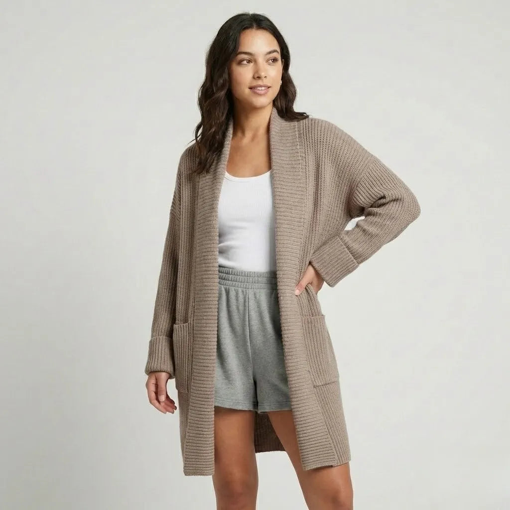 Cardigan oversized em malha canelada | Corte solto | Conforto elegante para o dia-a-dia