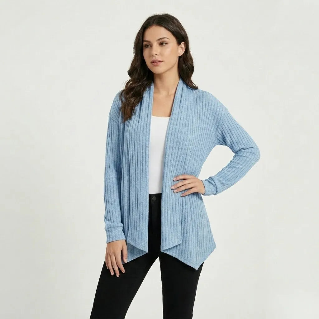 Casaco cardigan canelado em malha suave | Corte fluido | Essencial casual elegante