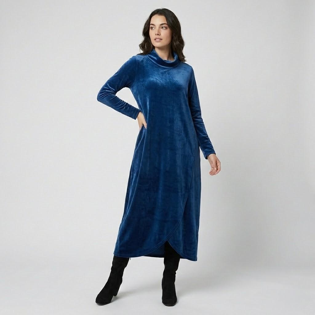 Vestido amplo em veludo suave | Corte solto | Conforto elegante para o dia-a-dia