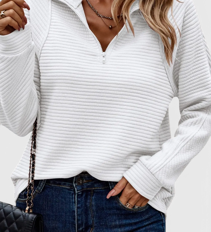 Helene Svetřík s Výstřihem do V a Dlouhým Rukávem