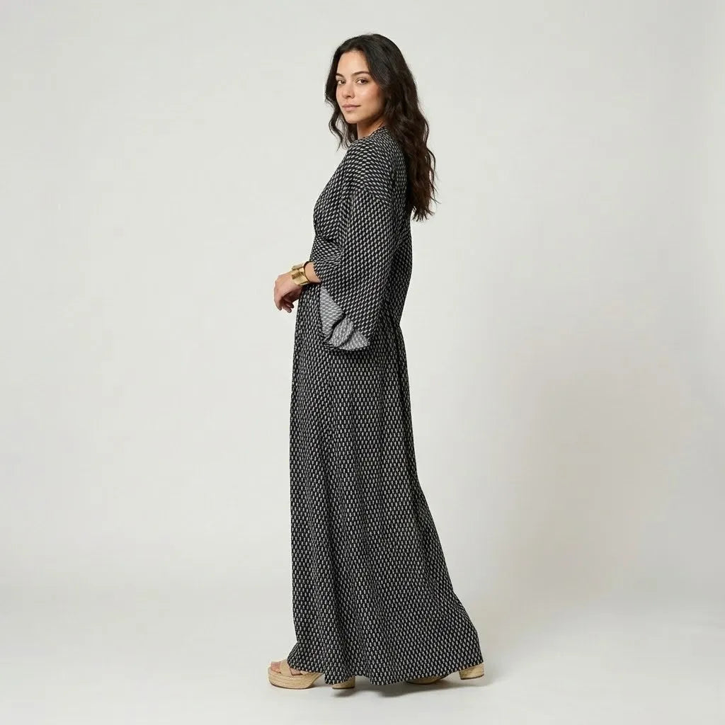 Vestido longo fluido em mistura de viscose | Corte amplo | Leveza sofisticada