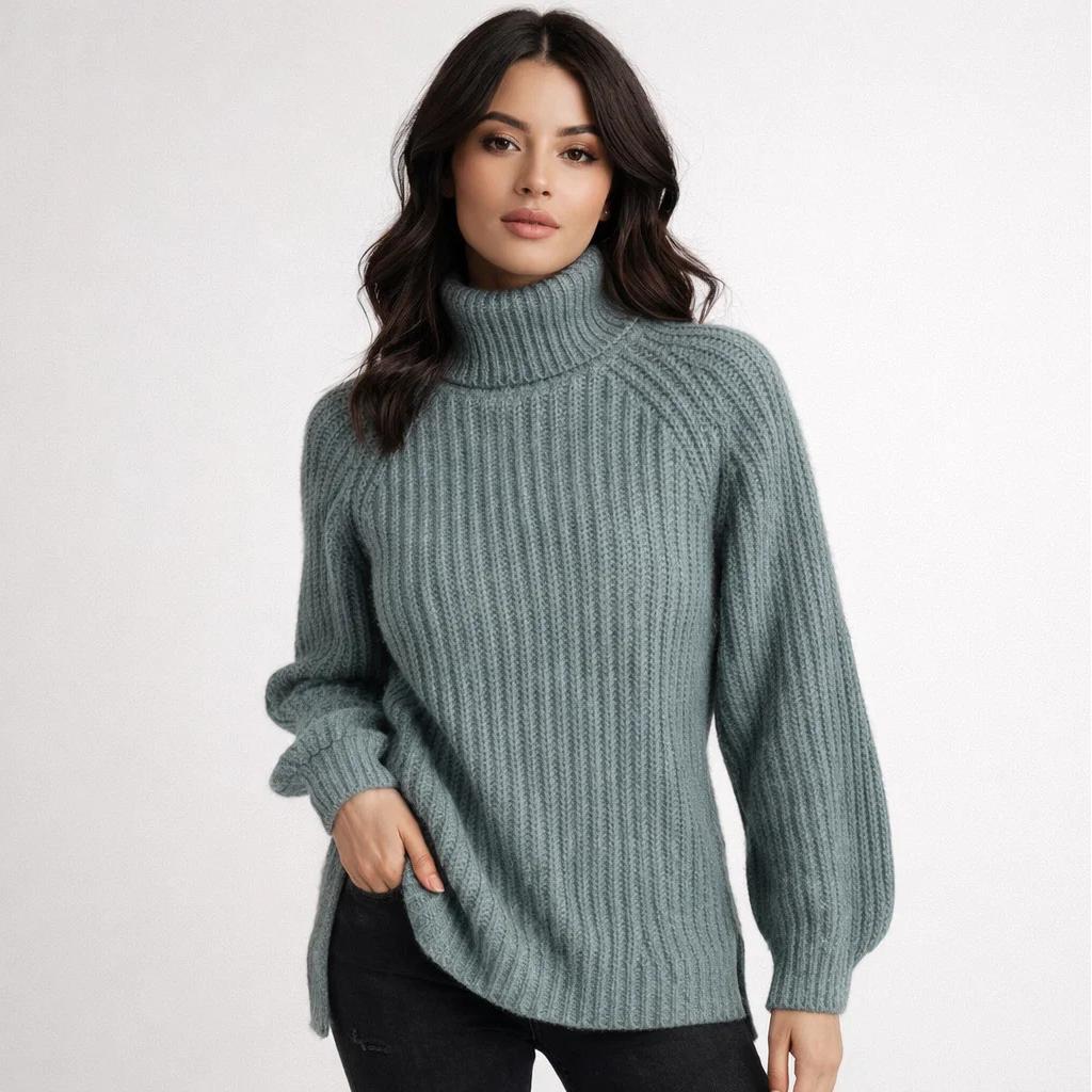 Camisola de malha com gola alta em mistura de lã | Corte confortável | Essencial de inverno elegante