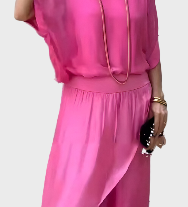 Stella - Top široký a kalhoty se roztržením – Sada dvou kusů ze šifonu