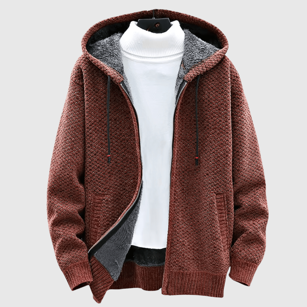 Mojmír – Pletený kabát s kapucí