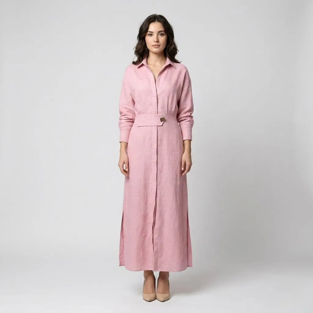 Vestido Camiseiro Midi | Corte Estruturado | Linho