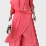 Stella - Top široký a kalhoty se roztržením – Sada dvou kusů ze šifonu