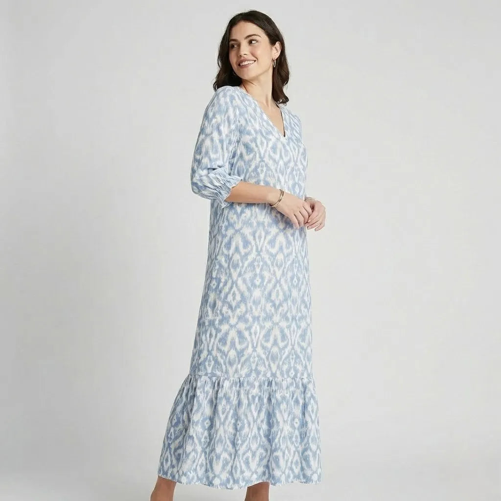 Vestido longo estampado em mistura de viscose | Corte fluido | Elegância descontraída