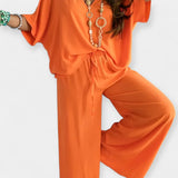 Veronika - Vzdušná souprava s širokými kalhotami a volnou blůzou