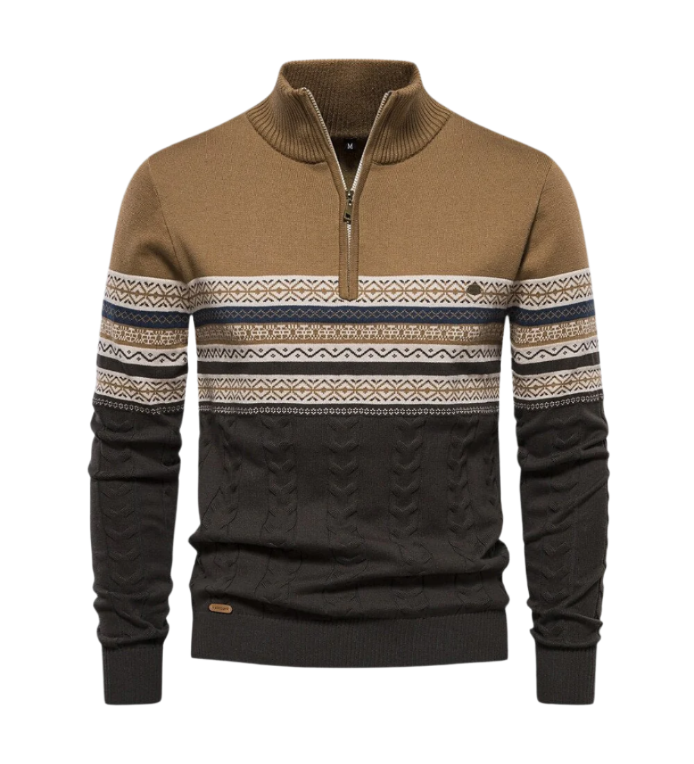 Frederico Bavlněný svetr s zipem a vzorem