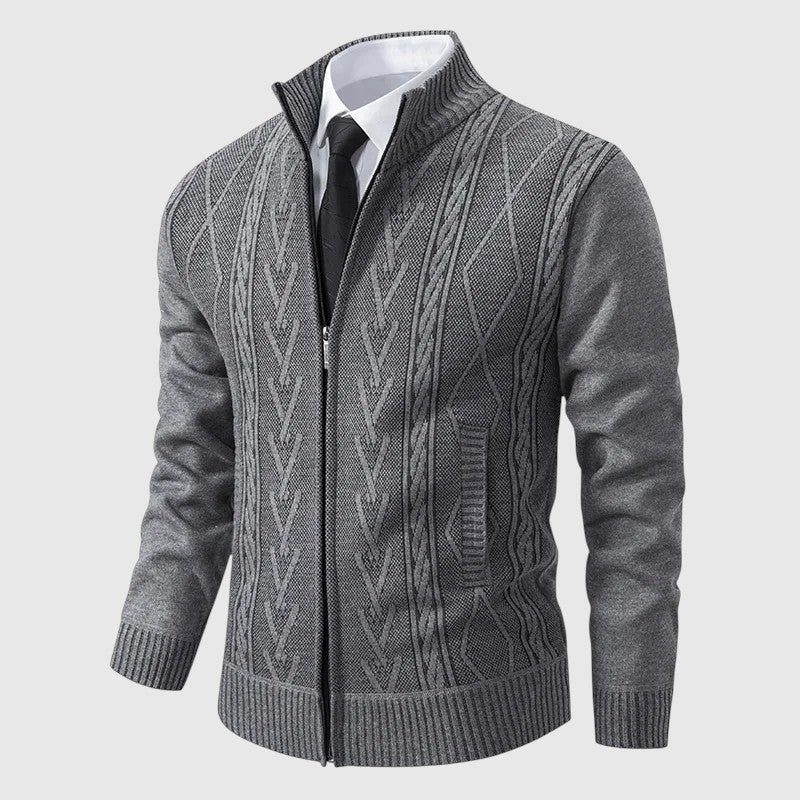 Jakub – Pletený svetr na zip s vysokým límcem