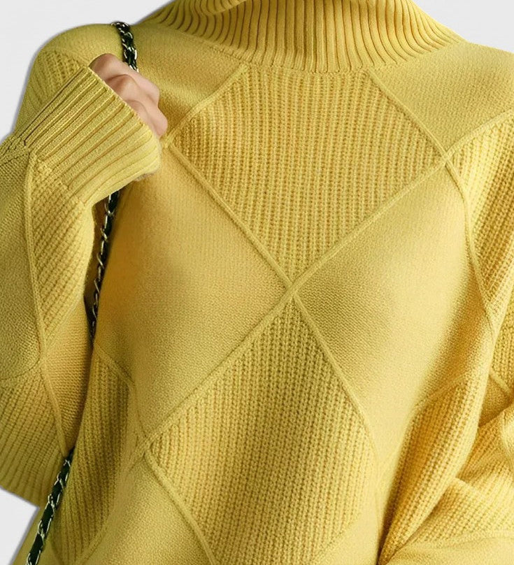 Jasminový svetr s vysokým límcem z kašmíru