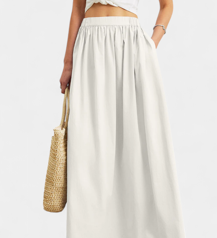 Yora A-Linie Sukně z Bavlny s Elastickým Pasem a Kapsami