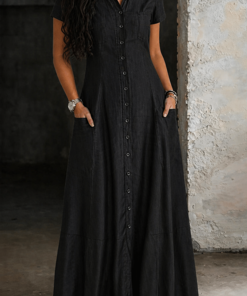 Eliza - Vestido de Denim Longo