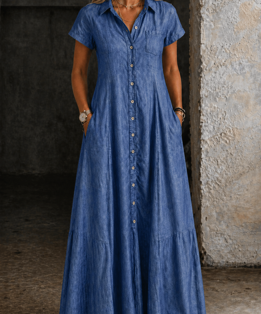 Eliza - Vestido de Denim Longo
