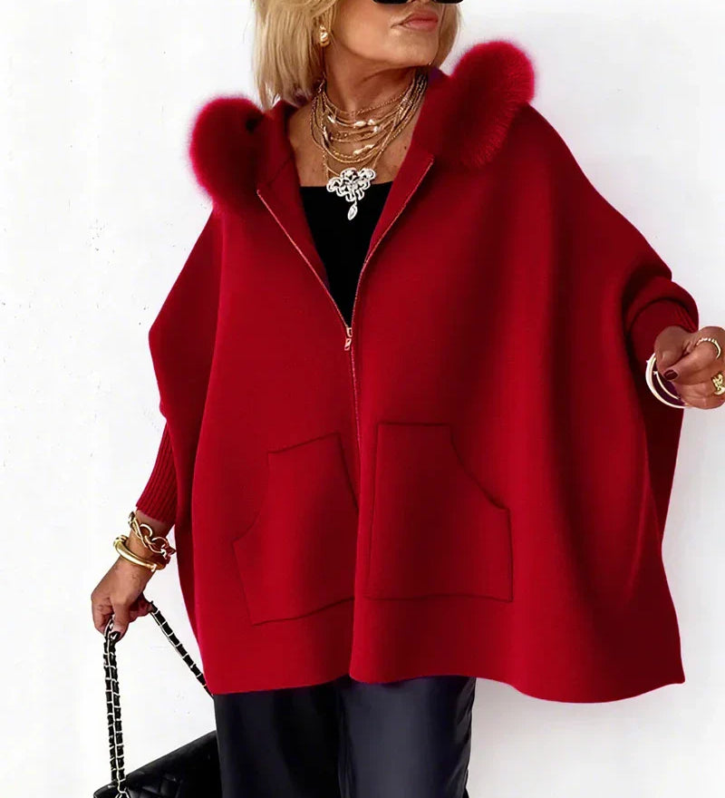 ARABELLE | Ležérní kabát s kapucí a kožíškovým límcem