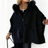 ARABELLE | Ležérní kabát s kapucí a kožíškovým límcem