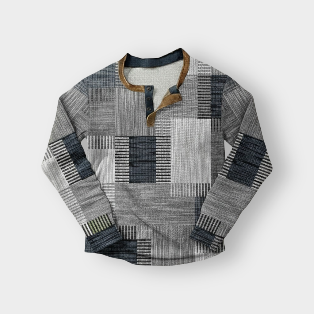 Aubert™ - Elegantní Henley košile s geometrickým vzorem